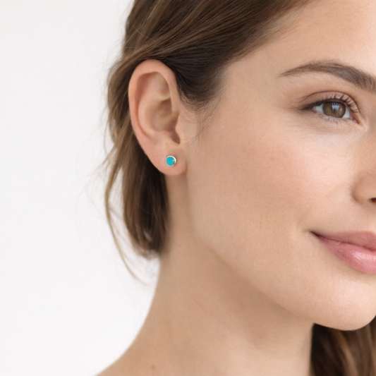 Aros de Plata 925 con Turquesa Natural