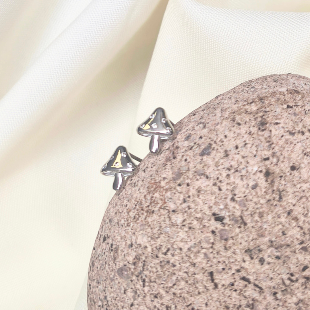 Aros Hongo de Plata 925 con Cristales, Magia, Luz y Protección