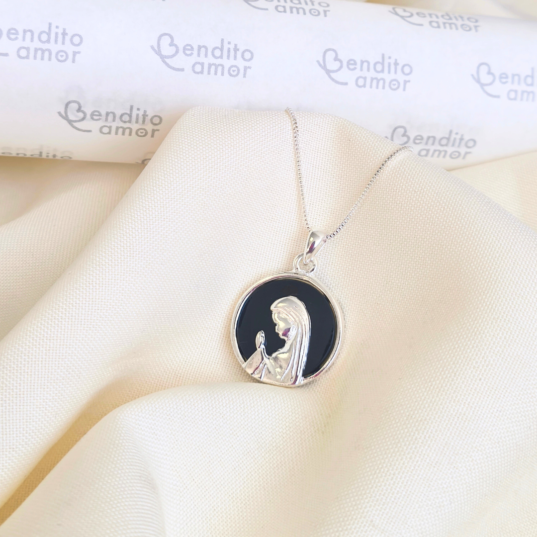 Cadena Plata Virgen María 45 cm