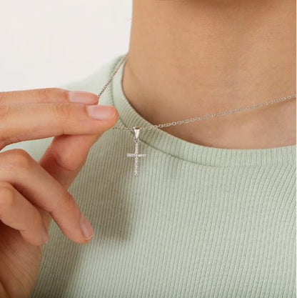 Collar con colgante de cruz de plata 925 con circones para niñas y adolescentes