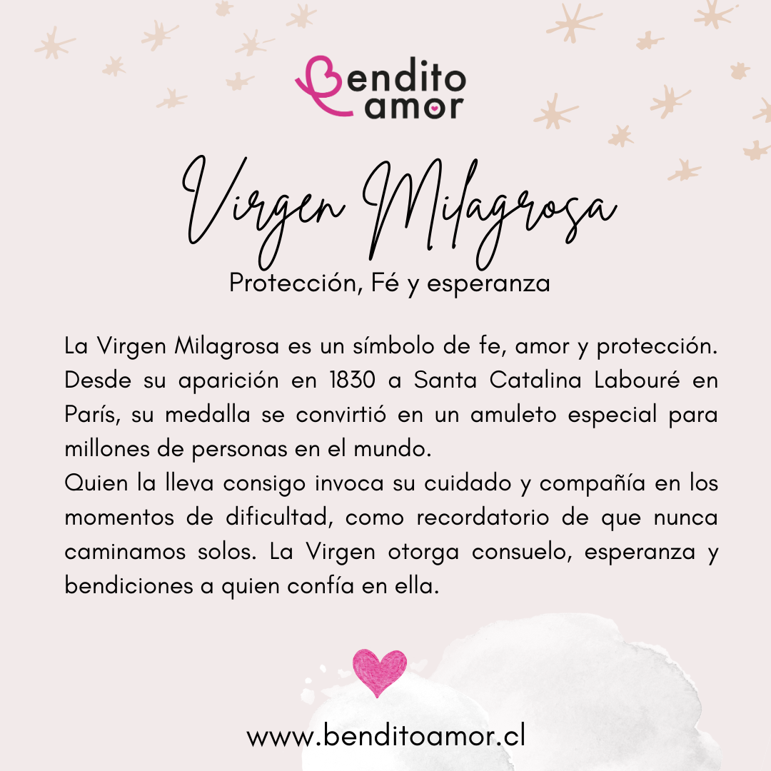 Cadena protectora cuarzo + virgen milagrosa 40 cm