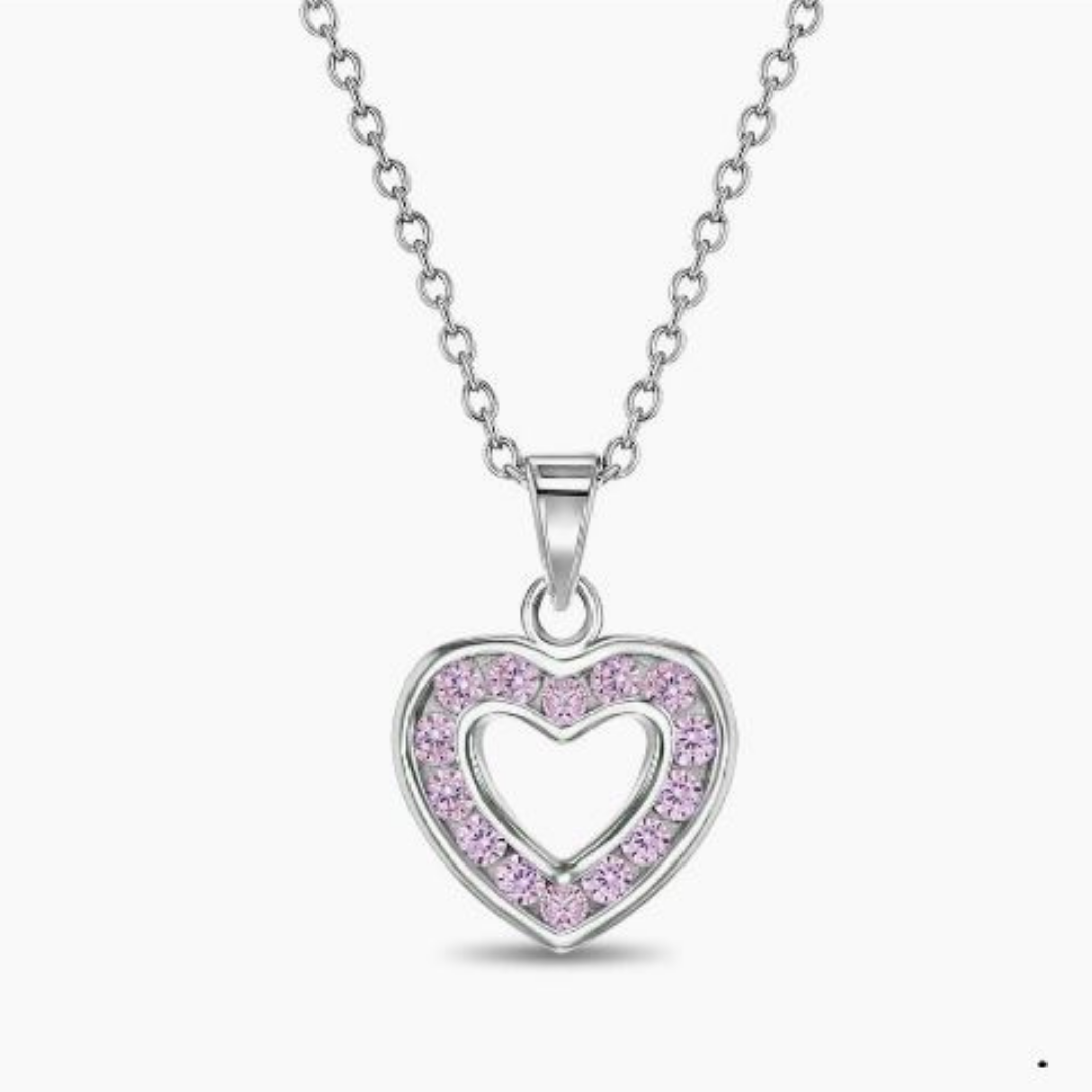 Cadena Corazón de Plata 925 Certificada con Circones Rosados | Un símbolo de amor que brillará por siempre | In Season Jewelry