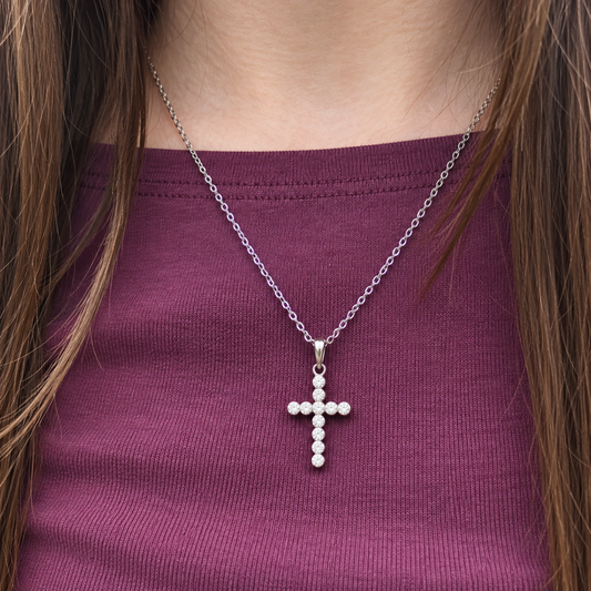 Cadena de Plata 925 con Cruz de Circones para Niñas – 40 cm + 5 cm de extensión