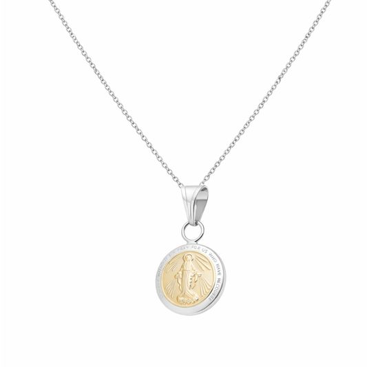 Cadena plata y oro virgen de los rayos