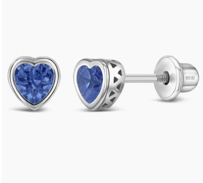 Aros de corazón con circón y plata 925