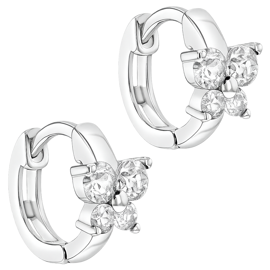 Argollas mariposa de plata 925 y circones de 11 mm para niñas