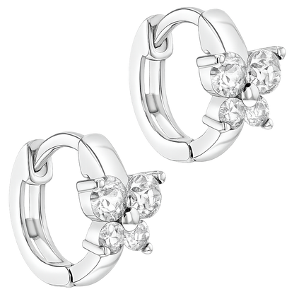 Argollas mariposa de plata 925 y circones de 11 mm para niñas