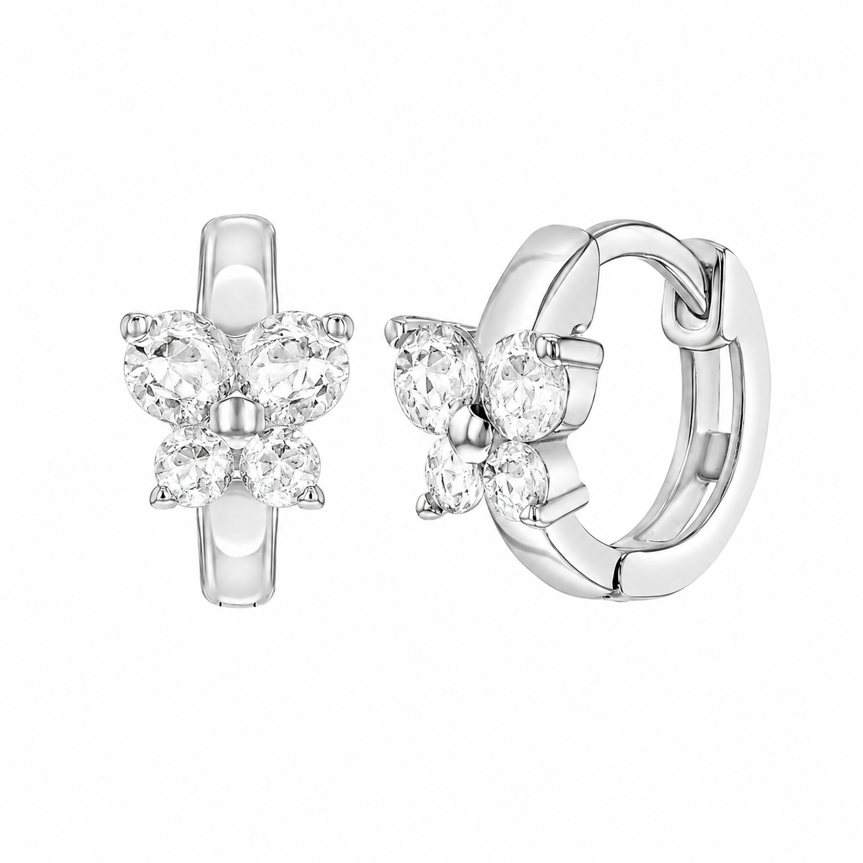 Argollas mariposa de plata 925 y circones de 11 mm para niñas