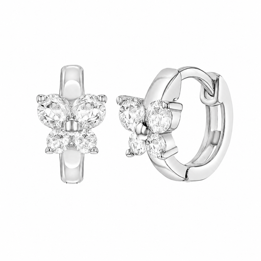 Argollas mariposa de plata 925 y circones de 11 mm para niñas