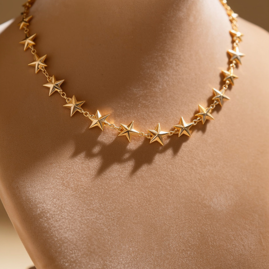 Collar lluvia de estrellas oro