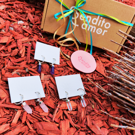 Argollas energía y amor / cuarzo rosado- amatista o amazonita (Copia)