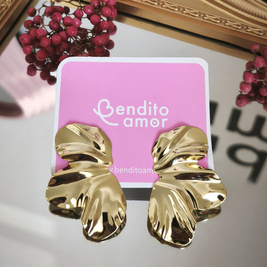 ✨ Aros Hojas Bañados en Oro 24K