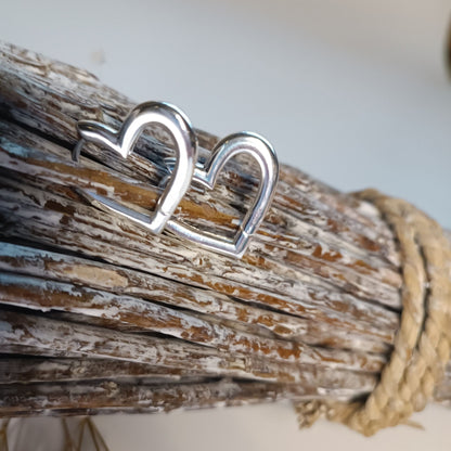 Aros Corazón de plata tipo argolla