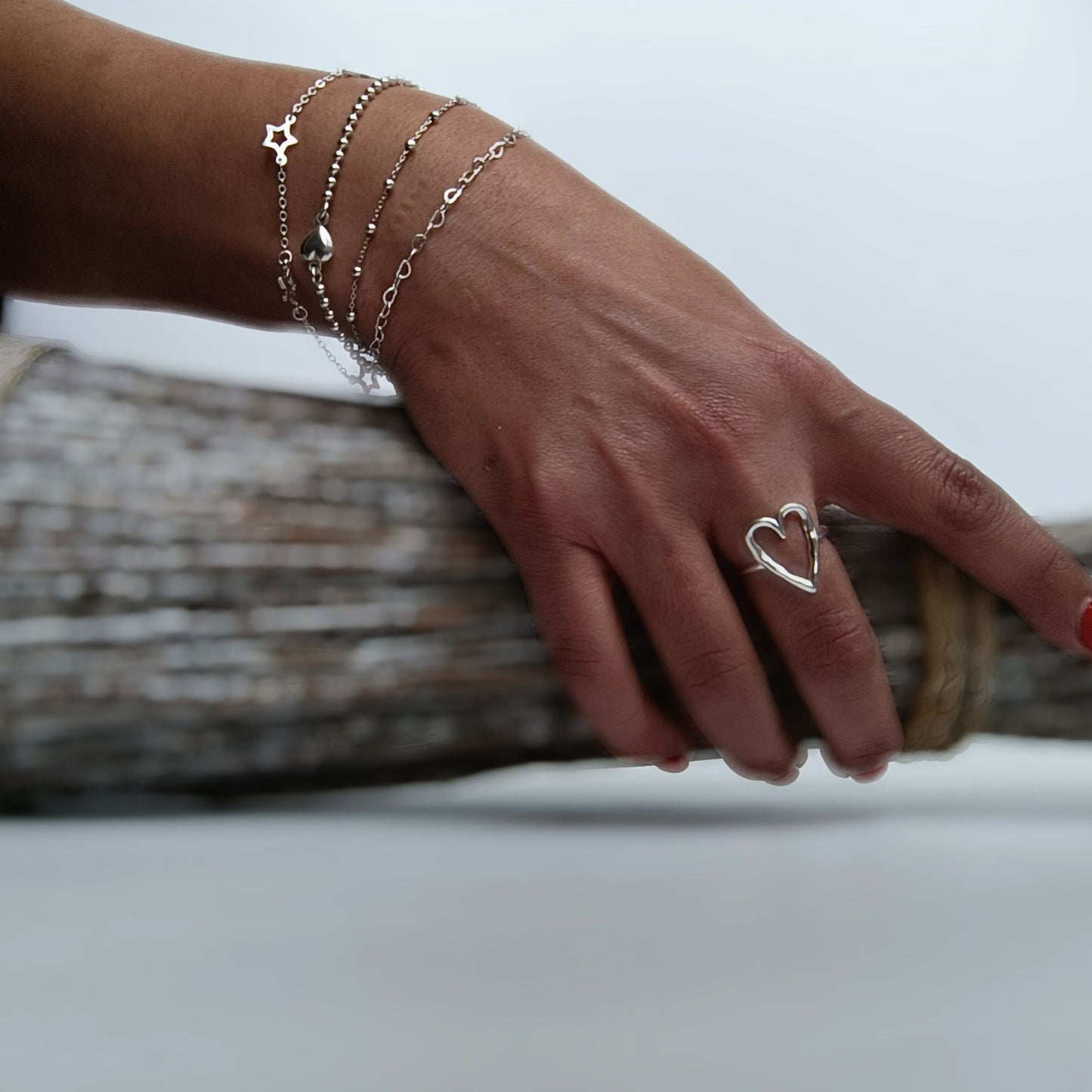Anillo contorno corazón de Plata