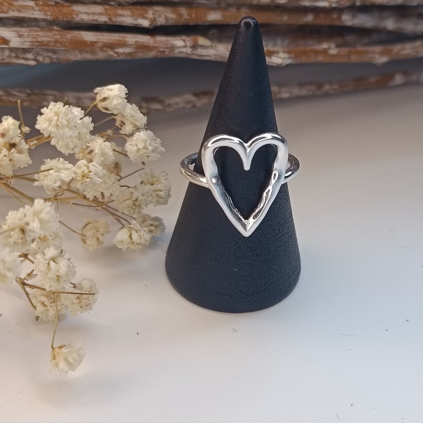 Anillo contorno corazón de Plata