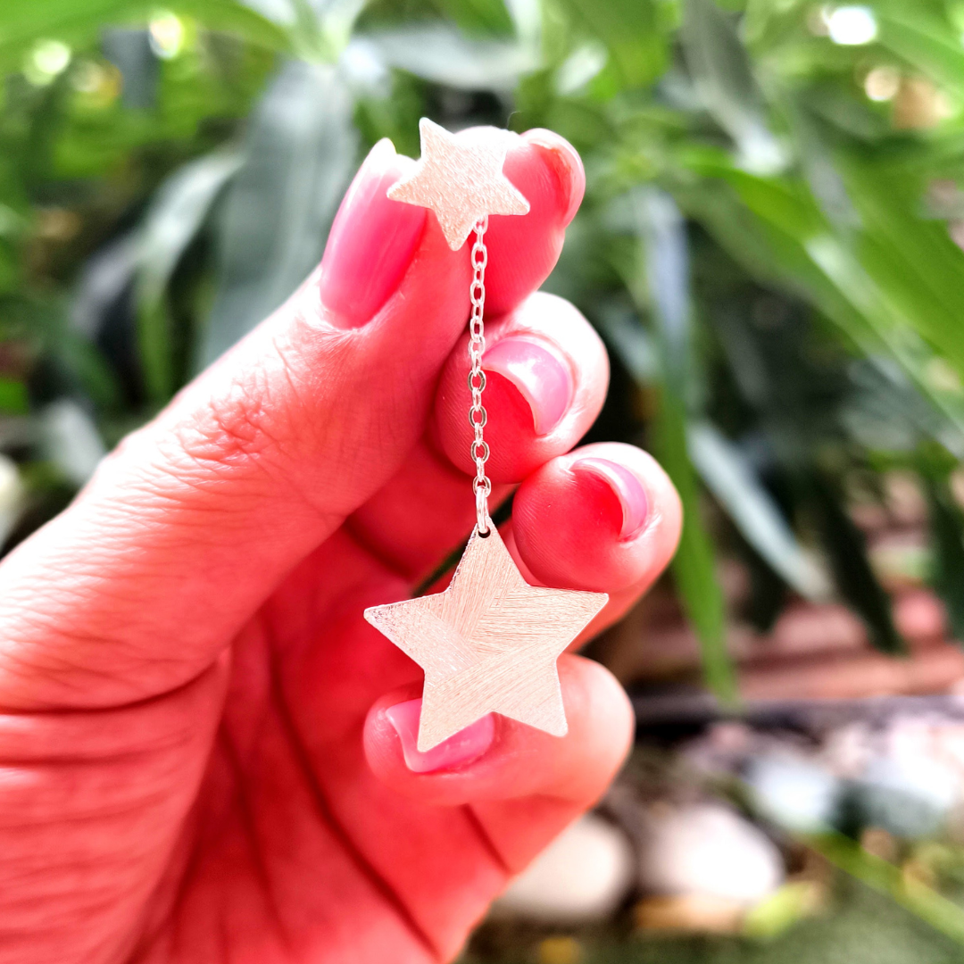 Aros de plata cadenas y estrellas