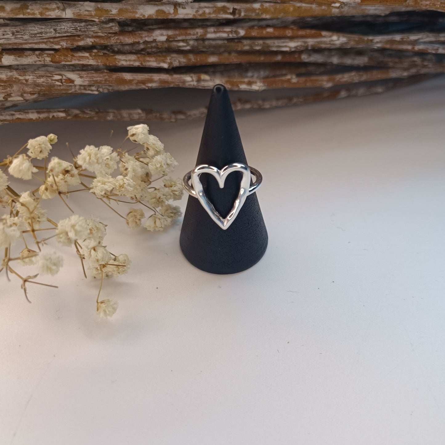 Anillo contorno corazón de Plata