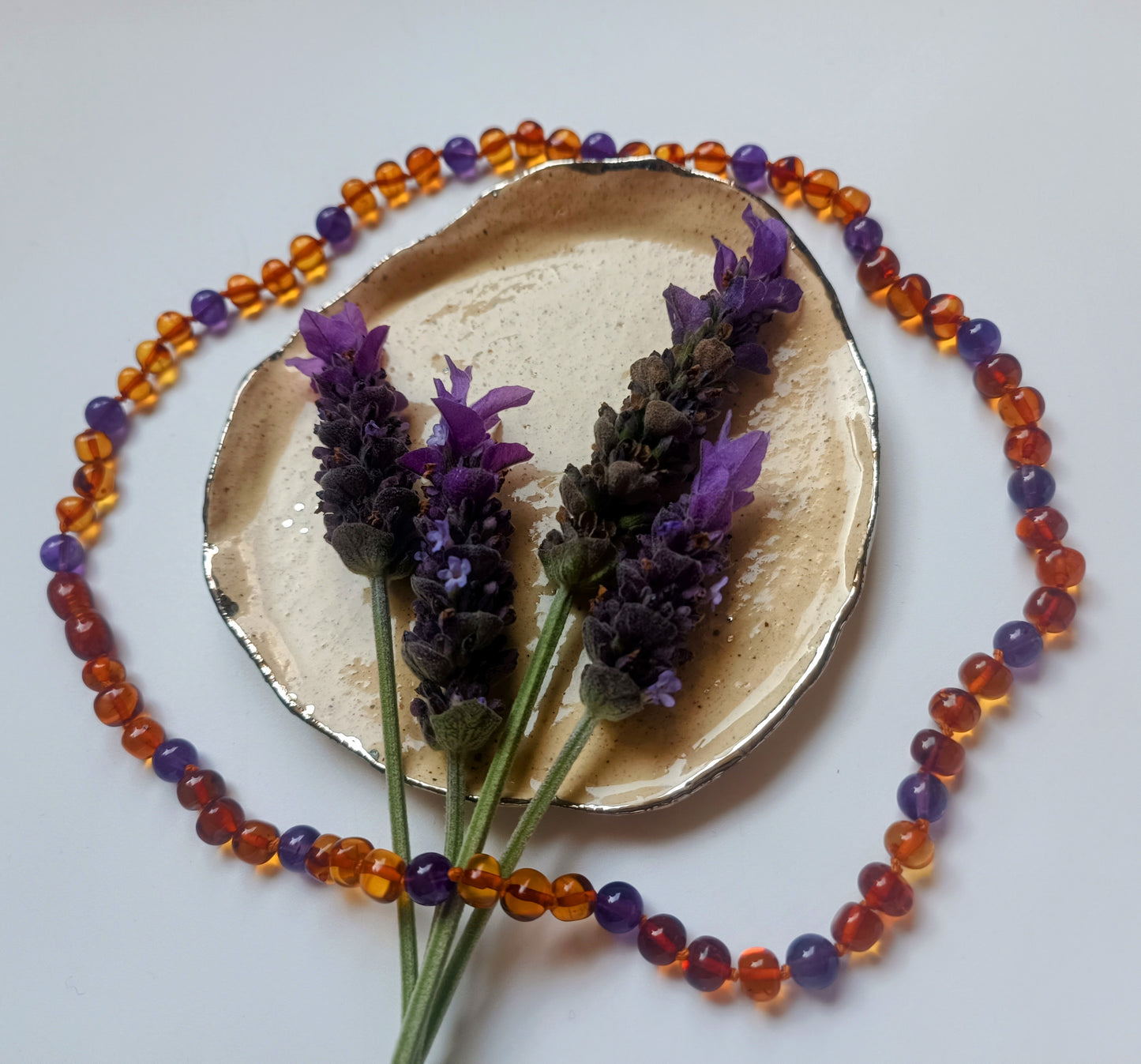 Collar Ámbar báltico certificado con amatista abundancia