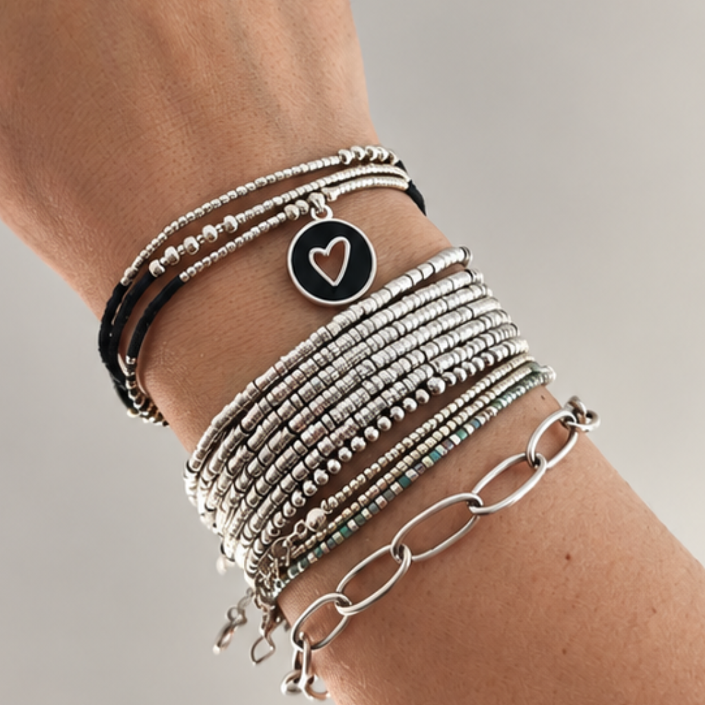 Maxi Pulsera Miyuki con Dije de Corazón en Plata 925 – la joya del amor propio