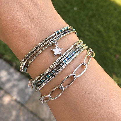 Maxi Pulsera de Amazonita con Estrella Color Hueso – calma y rumbo para tus días