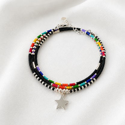 Maxi Pulsera Miyuki Arcoíris 7 Chakras con Estrella – armonía, color y buena energía
