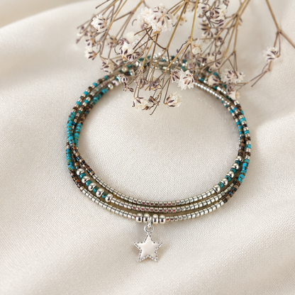 Maxi Pulsera de Amazonita con Estrella Color Hueso – calma y rumbo para tus días
