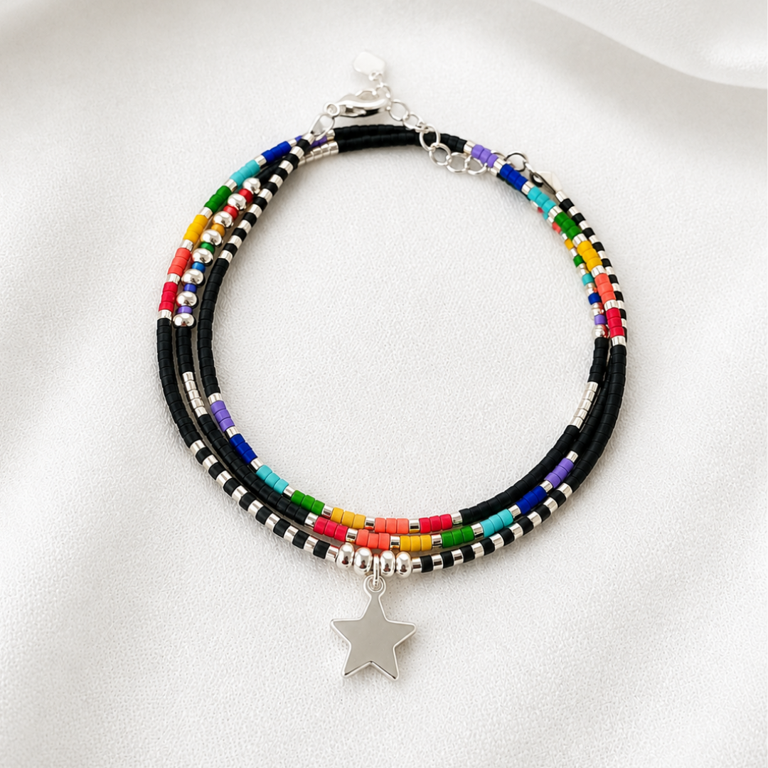 Maxi Pulsera Miyuki Arcoíris 7 Chakras con Estrella – armonía, color y buena energía