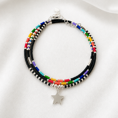 Maxi Pulsera Miyuki Arcoíris 7 Chakras con Estrella – armonía, color y buena energía
