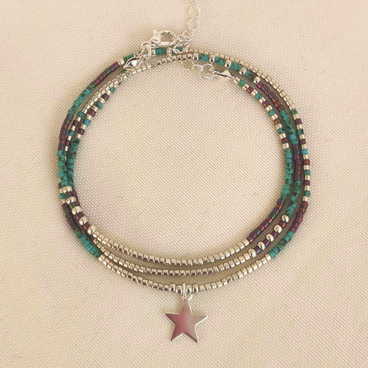 Maxi pulsera amazonita y estrella que ilumina tu camino