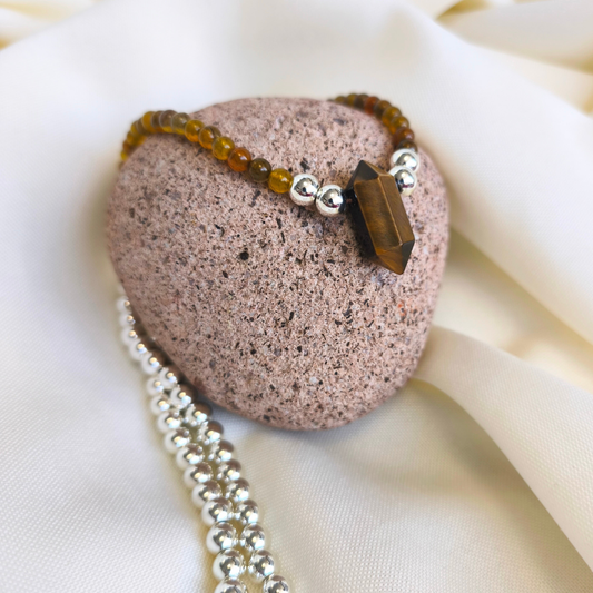 Collar Hecho a Mano con Piedra Ojo de Tigre