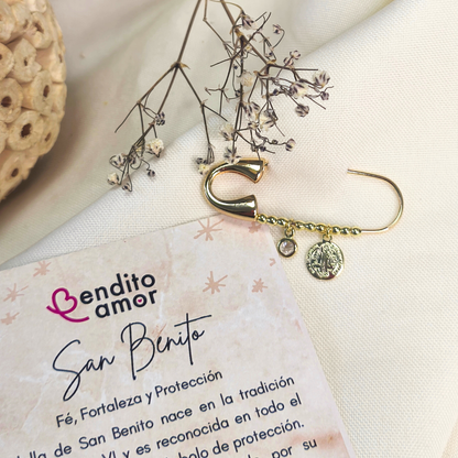 Prendedor protección oro San Benito