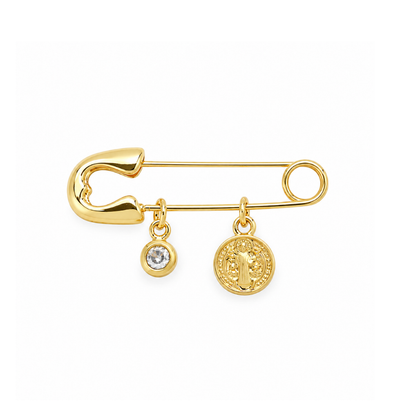 Prendedor protección oro San Benito