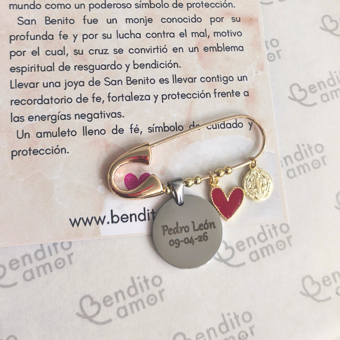 Prendedor San Benito Personalizada Bautizo