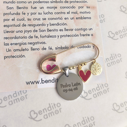 Prendedor San Benito Personalizada Bautizo
