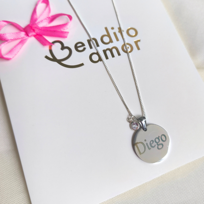 Cadena plata con medalla personalizada