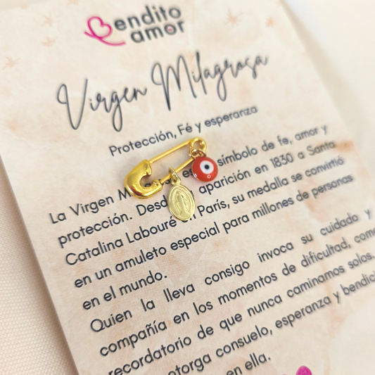Mini prendedor protección virgen milagrosa