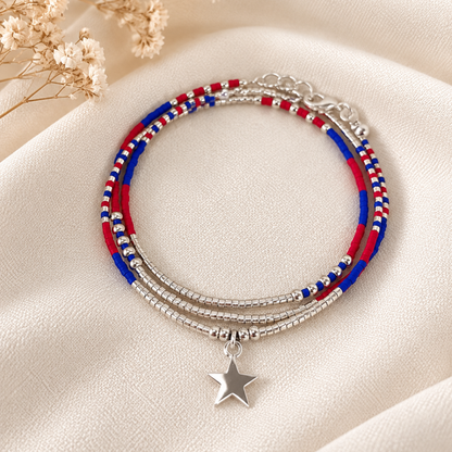 Pulsera Miyuki Edición Limitada Septiembre – los colores de Chile con estrella de plata