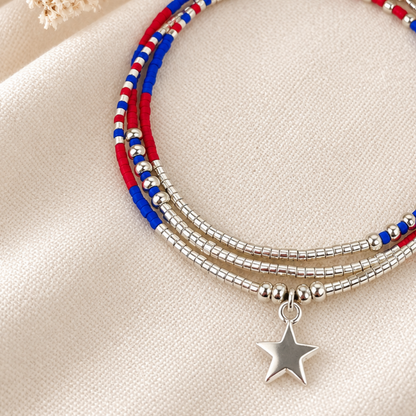 Pulsera Miyuki Edición Limitada Septiembre – los colores de Chile con estrella de plata