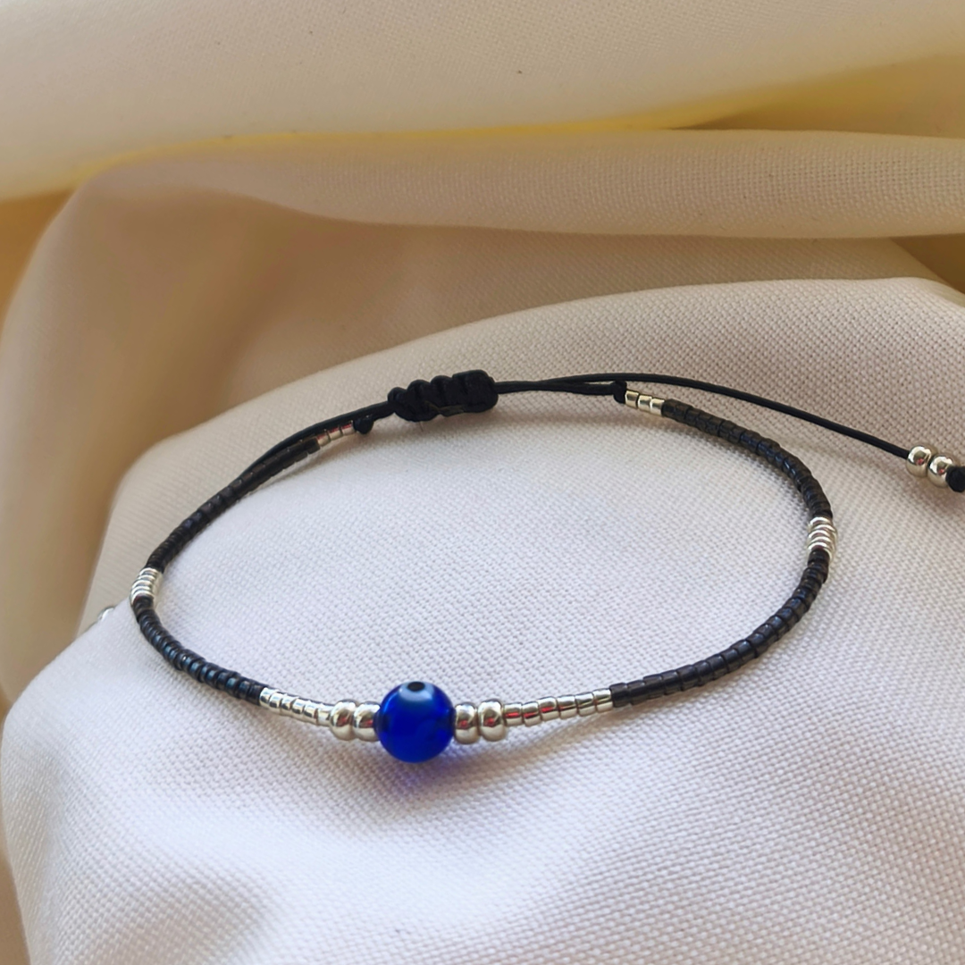 Pulsera Negra de Protección con Ojo Turco