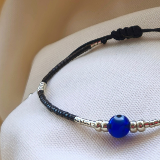 Pulsera Negra de Protección con Ojo Turco