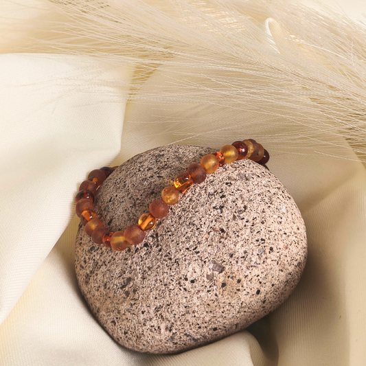 Pulsera ajustable Mix ámbar cognac unisex