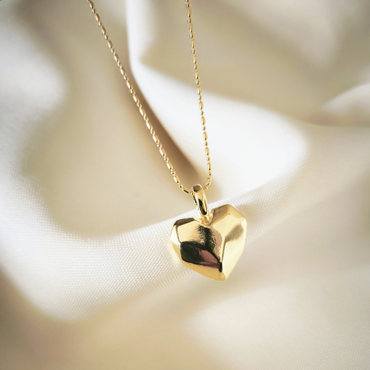 Cadena Corazón Macizo bañado en oro