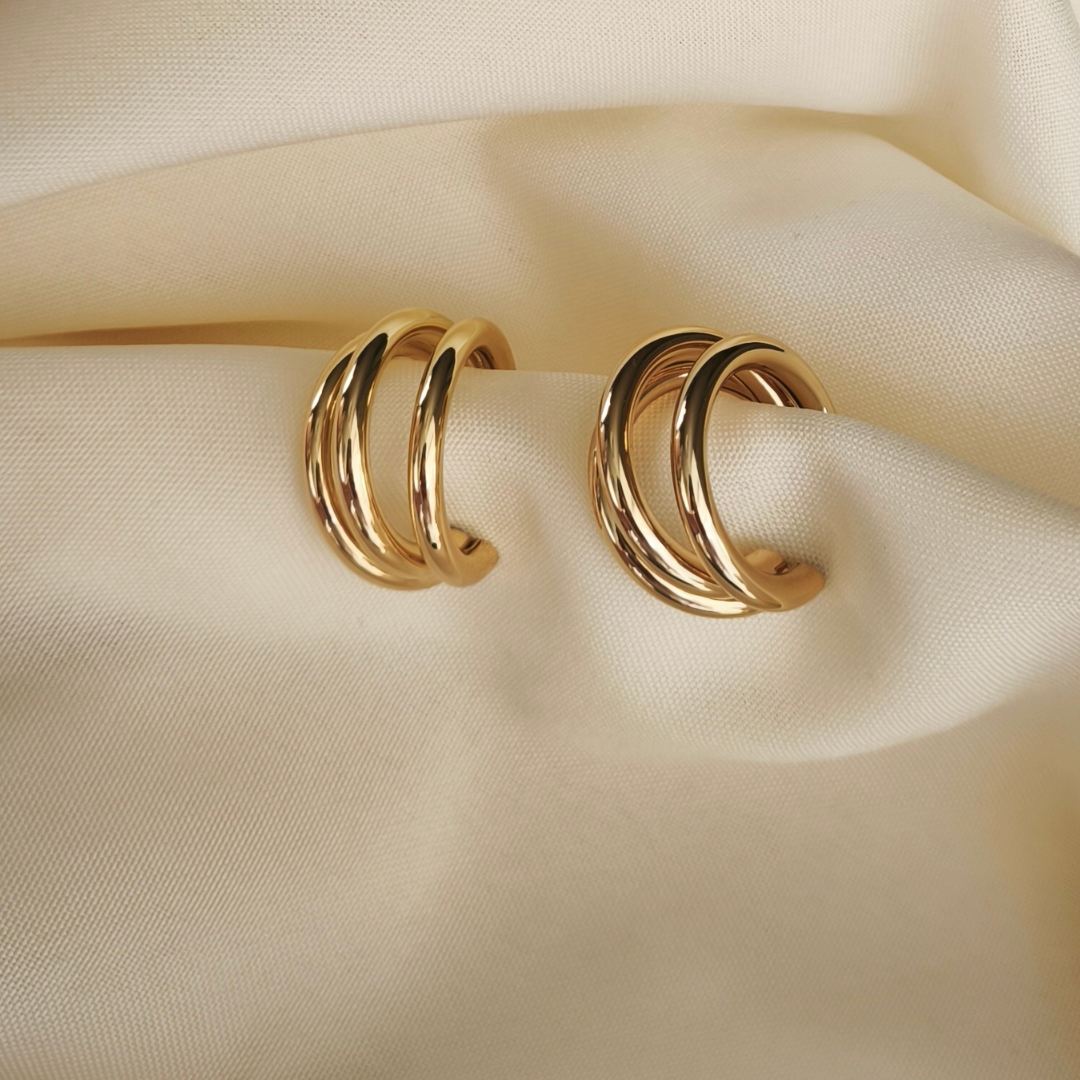 Argollas Triples Bañadas en Oro de 24K