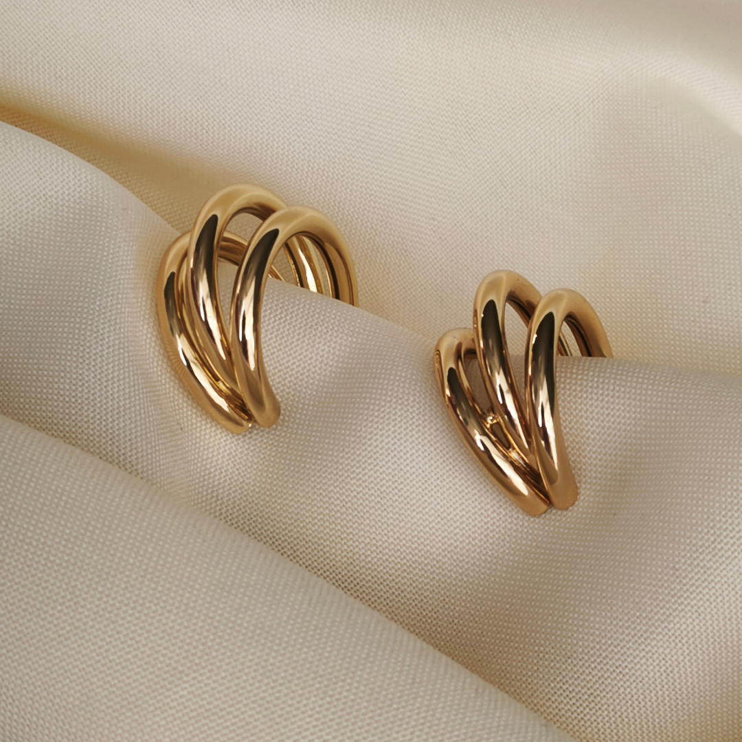 Argollas Triples Bañadas en Oro de 24K