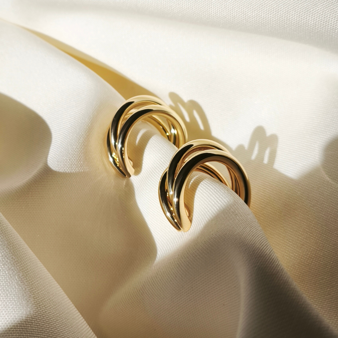 Argollas Triples Bañadas en Oro de 24K