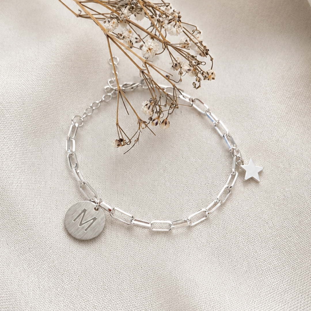 Pulsera plata Bendito amor personalizada