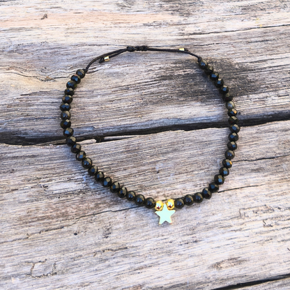 Pulsera obsidiana y cristales