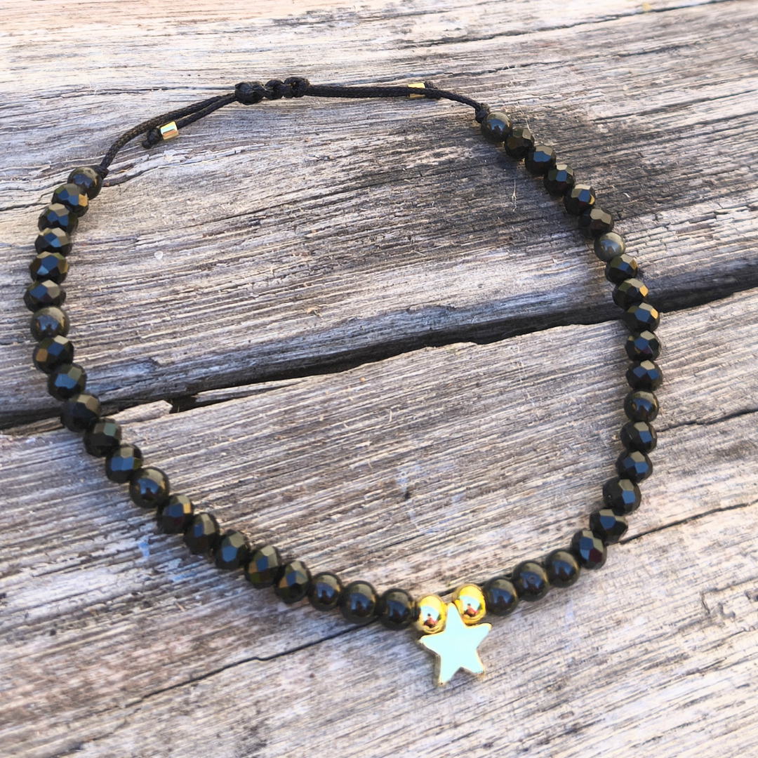 Pulsera obsidiana y cristales
