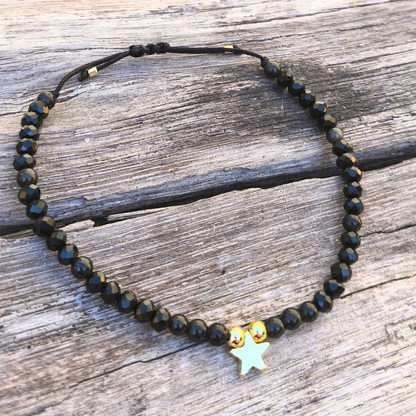 Pulsera obsidiana y cristales