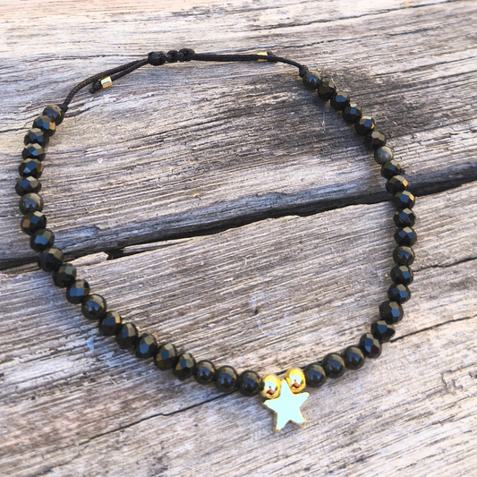 Pulsera obsidiana y cristales